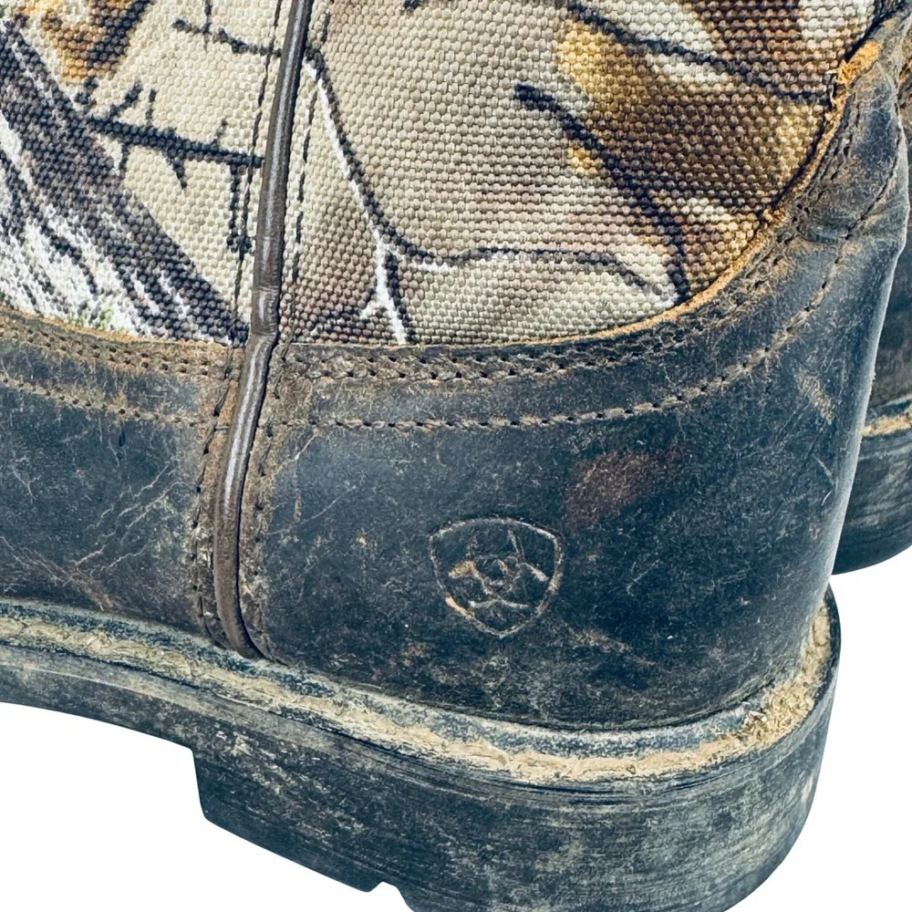 Ariat Kids Fatbaby‎ Camo Leather Western Boots 1.5 Distressed Ranch Farm Outdoor